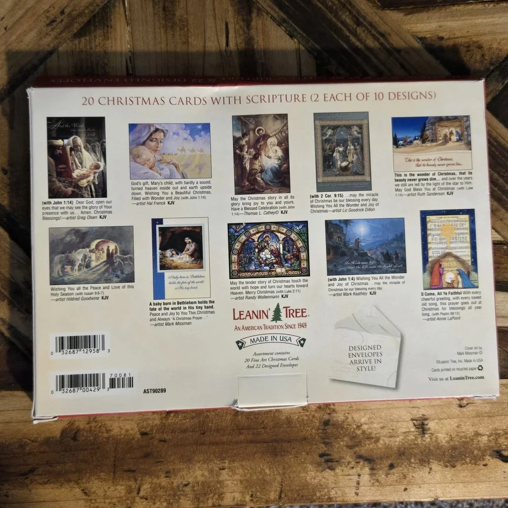 Leanin' Tree The Christmas Story Boxed Christmas Cards 20 Cards 22 Envelopes KJV